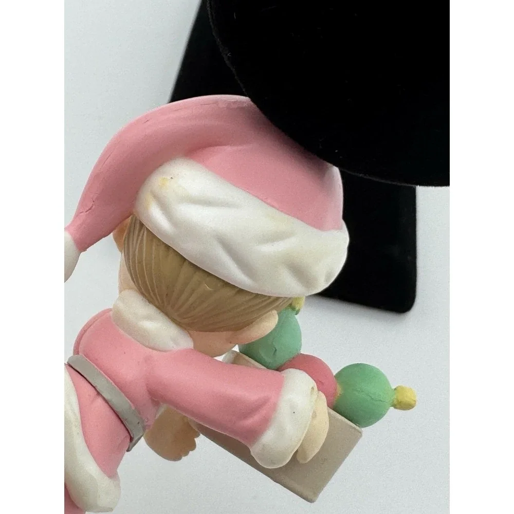 Vintage 1996 Precious Moments Christmas Ornament Boy Joy Pink Santa Suit No Box